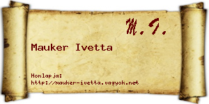 Mauker Ivetta névjegykártya